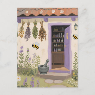 Whimsical Herb Cottage Garden Postcard
