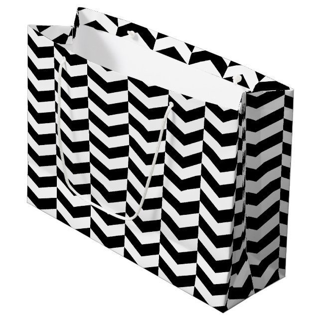 Whimsical Herringbone Large Gift Bag (Front Angled)