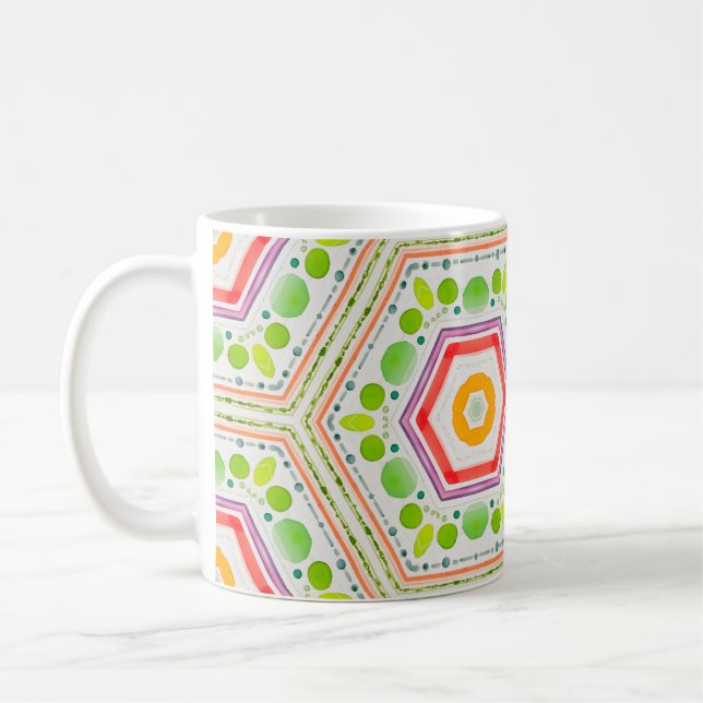 Whimsical hexagons, boho  coffee mug (Left)