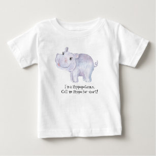 Whimsical Hippopotamus - Watercolor Print Baby T-Shirt
