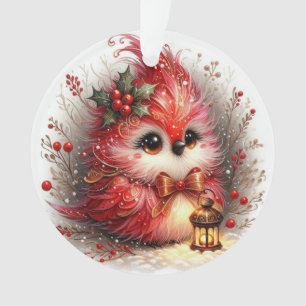 Whimsical Holiday Bird with Lantern Ornament