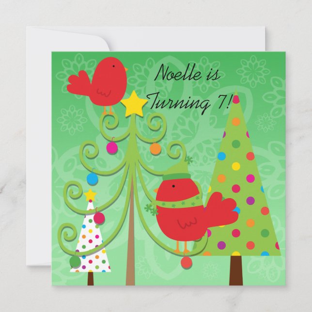 Whimsical Holiday Birthday Party Invitation (Front)