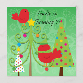 Whimsical Holiday Birthday Party Invitation