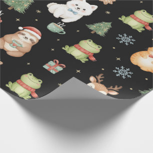 Whimsical Holiday Critters Festive Gift Wrap