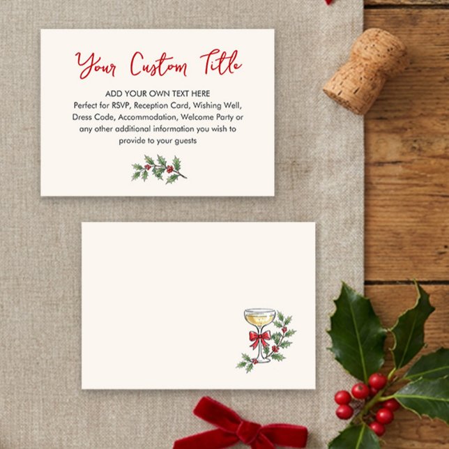 Whimsical Holiday Custom Wedding Enclosure Card (Custom Insert Card from the Whimsical Champagne Tower Holiday Wedding Collection by Darling & May)