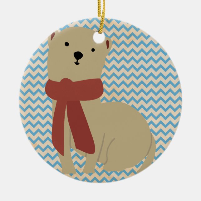 Whimsical Holiday Ferret Ceramic Tree Decoration (Front)