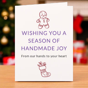 Whimsical Holiday Joy Small Business Christmas Thank You Card