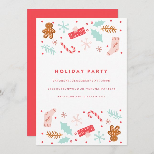 Whimsical Holiday Party Invitation (Front/Back)