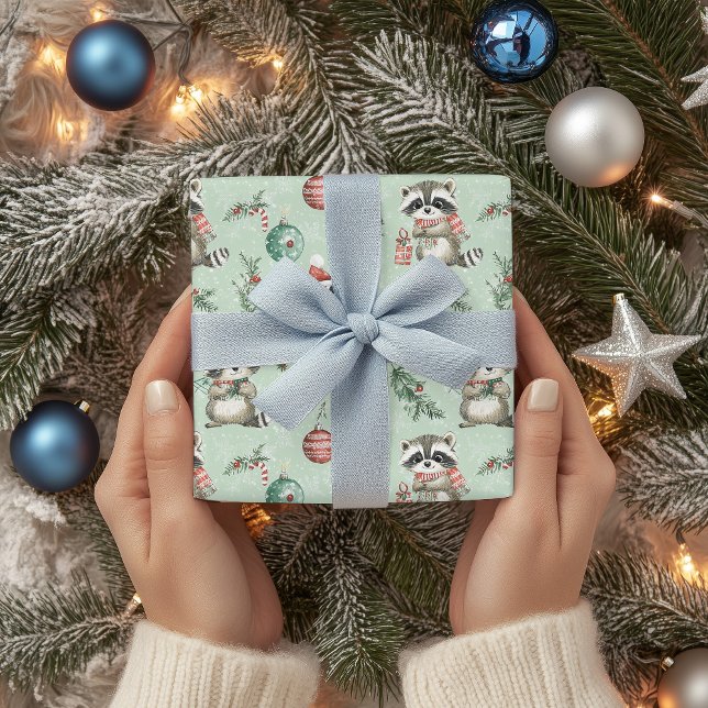Whimsical Holiday Racoon Wrapping Paper (Creator Uploaded)
