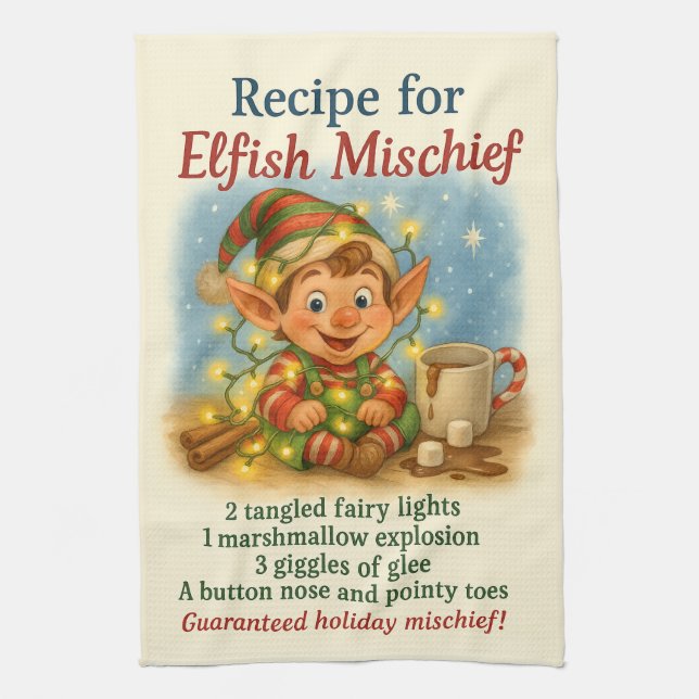 Whimsical Holiday Recipe Tea Towel (Vertical)