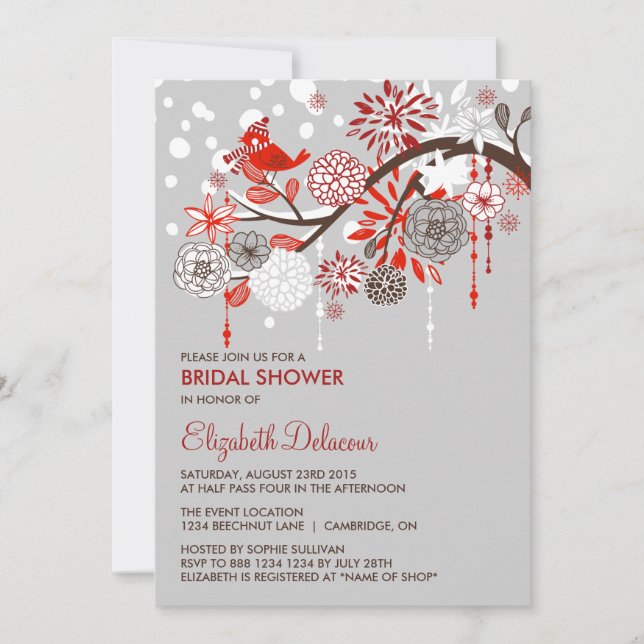 Whimsical Holiday Snow Bridal Shower Invitation (Front)