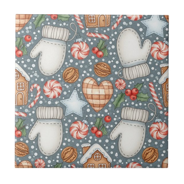 Whimsical Holiday Treats & Winter Mittens (4) Tile (Front)