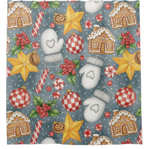 Whimsical Holiday Treats & Winter Mittens (5) Shower Curtain