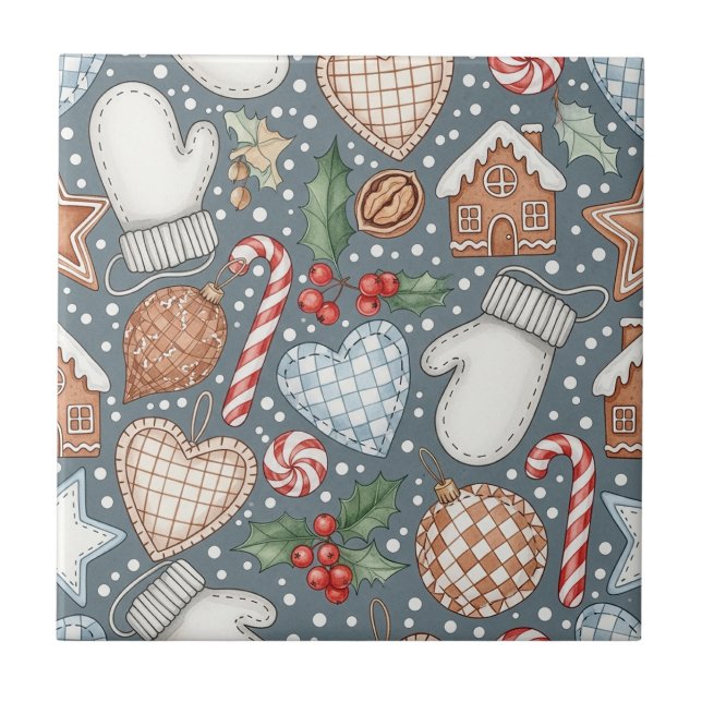Whimsical Holiday Treats & Winter Mittens Tile (Front)