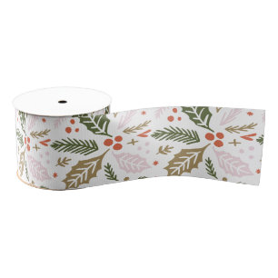 Whimsical Holly Berry Colorful Christmas Holiday Grosgrain Ribbon