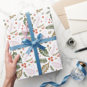 Whimsical Holly Berry Colourful Christmas Holiday Wrapping Paper