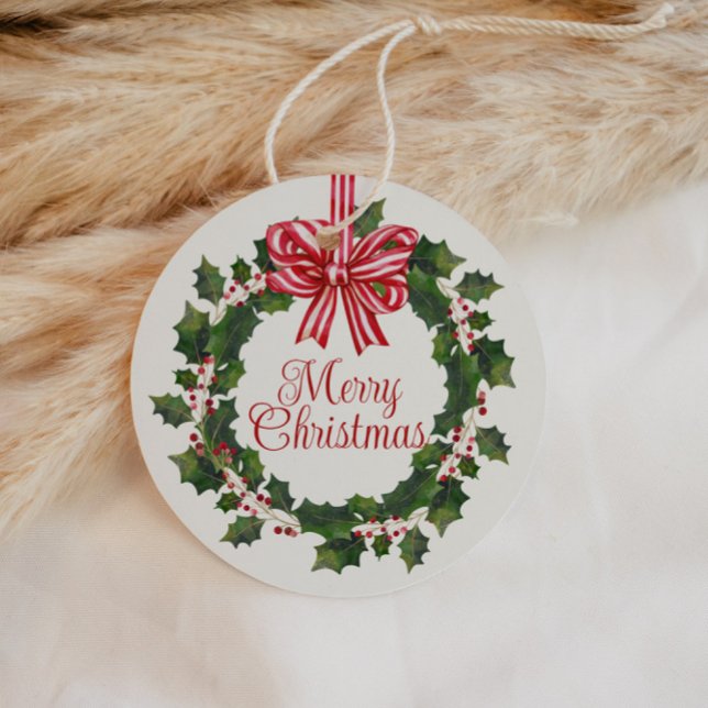 Whimsical Holly Wreath Christmas Favour Tags (Creator Uploaded)