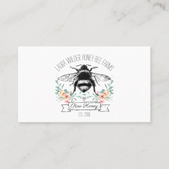 Whimsical Honey Bee Apiary Farm Beekeeper Business Card (Front)