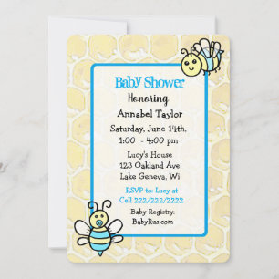 Whimsical Honey Bee Boy's  Baby Shower Invitation
