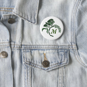 Whimsical Hooded Grasshopper Monogram 6 Cm Round Badge