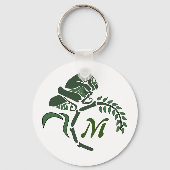 Whimsical Hooded Grasshopper Monogram Key Ring (Front)