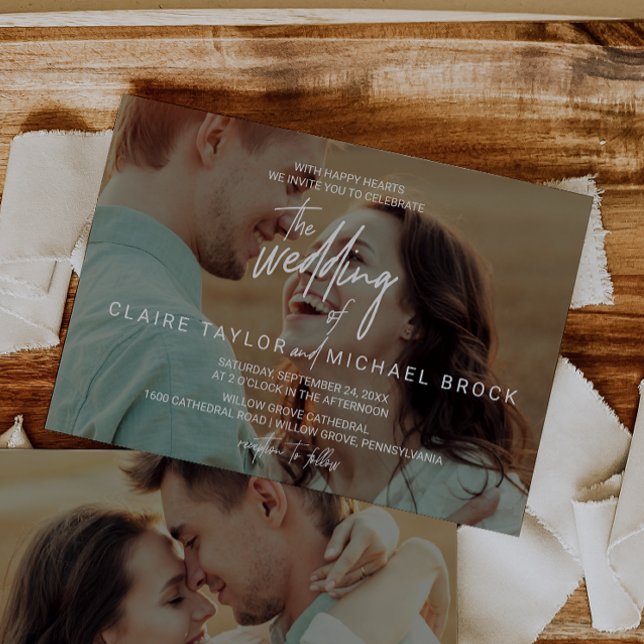 Whimsical Horizontal Photo Overlay Wedding Invitation (Creator Uploaded)