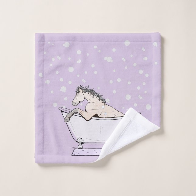 Whimsical Horse Lover Equestrian Bubble Bliss Bath Towel Set (Wash Cloth)