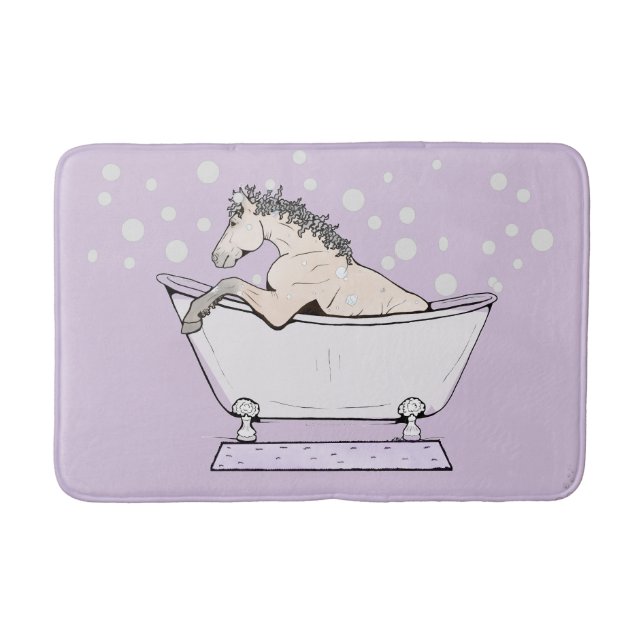 Whimsical Horse Lover Equestrian Welcome Bath Mat (Front)