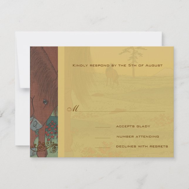 Whimsical Horse Wedding Response Card (Front)