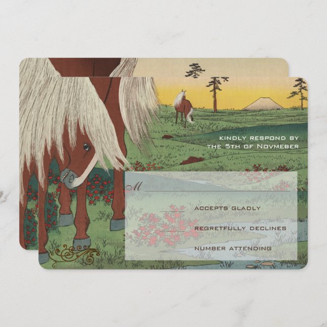 Whimsical Horse Wedding RSVP Invitation (Front/Back)