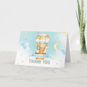 Whimsical Hot Air Balloon Cute Animals Birthday Thank You Card