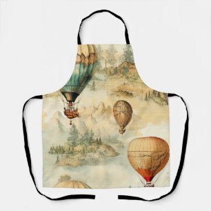 Whimsical Hot Air Balloon Mountain Map Apron