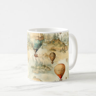 Whimsical Hot Air Balloon Mountain Map Coffee Mug