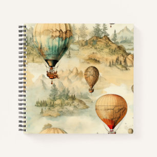 Whimsical Hot Air Balloon Mountain Map Notebook