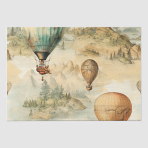 Whimsical Hot Air Balloon Mountain Map Tissue Paper