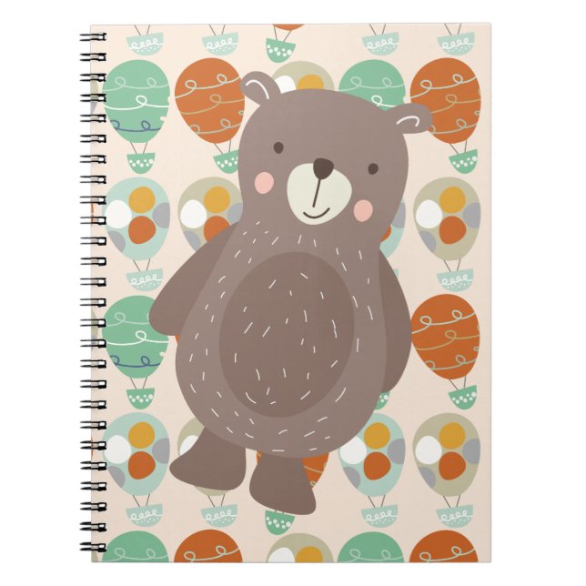 Whimsical Hot Air Balloons Spiral Notebook (Front)