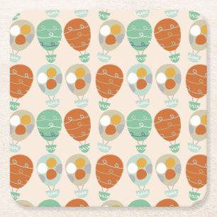 Whimsical Hot Air Balloons Square Paper Coaster