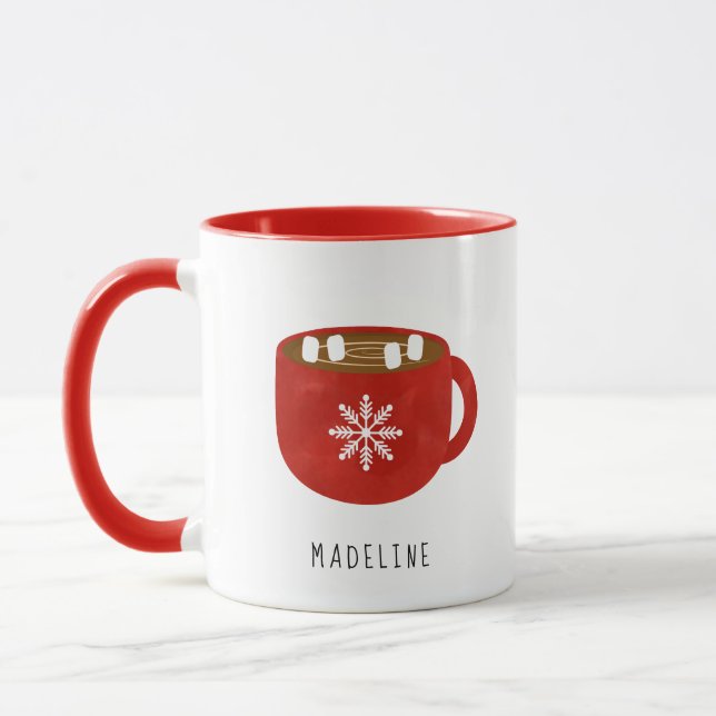 Whimsical Hot Cocoa Snowflake Coffee  Mug (Left)