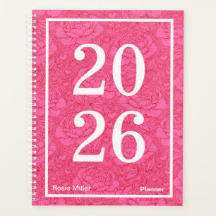 Whimsical Hot Pink and Red Peonies Bold Planner