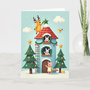 Whimsical House Christmas Card