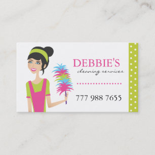 Whimsical House Cleaning Services Business Cards