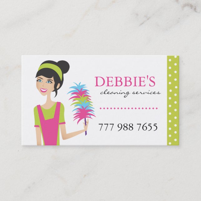 Whimsical House Cleaning Services Business Cards (Front)
