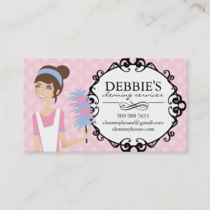Whimsical House Cleaning Services Business Cards