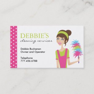 Whimsical House Cleaning Services Business Cards