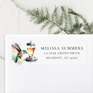 Whimsical Hummingbird Feeder Return Address Label