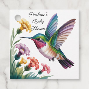 Whimsical Hummingbird Floral Baby Shower Thank You Favour Tags