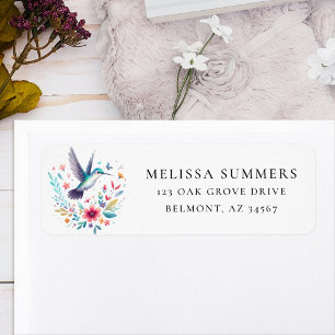 Whimsical Hummingbird Return Address Label