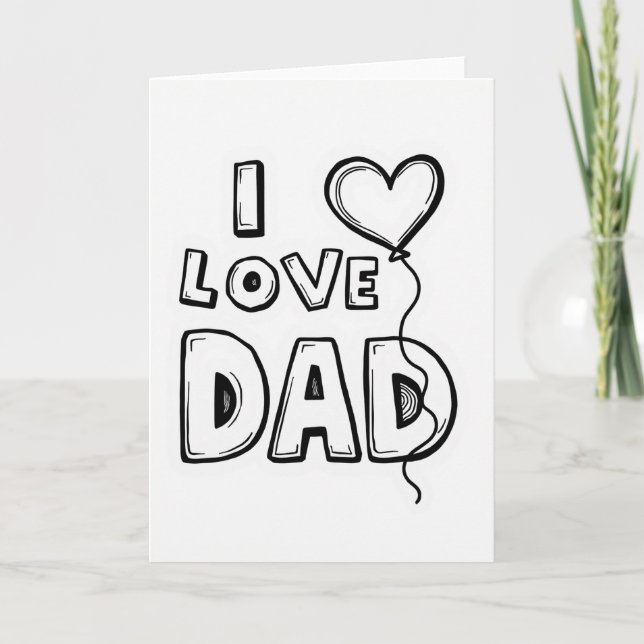 Whimsical I Love Dad Art Card (Front)