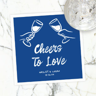 Whimsical Illustrated Cheers To Love Fun Wedding Napkin