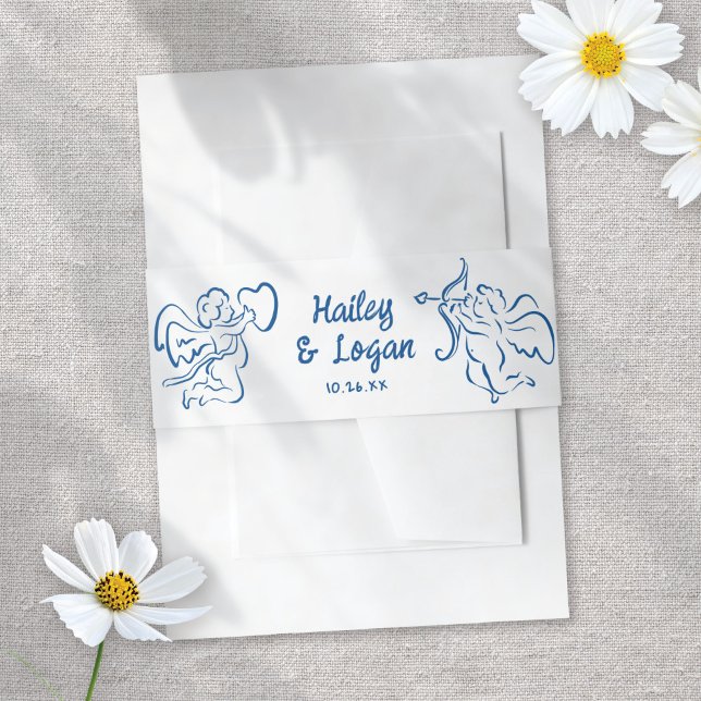 Whimsical Illustrated Cupid Modern Fun Wedding  Invitation Belly Band (Creator Uploaded)